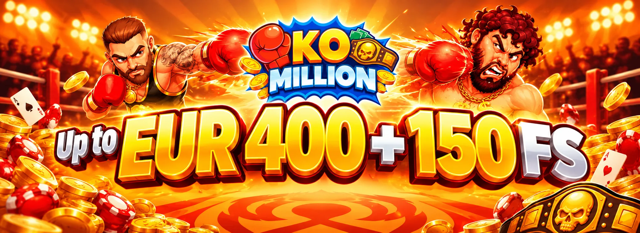 100% welcome match up to EUR 400 plus 150 free spins