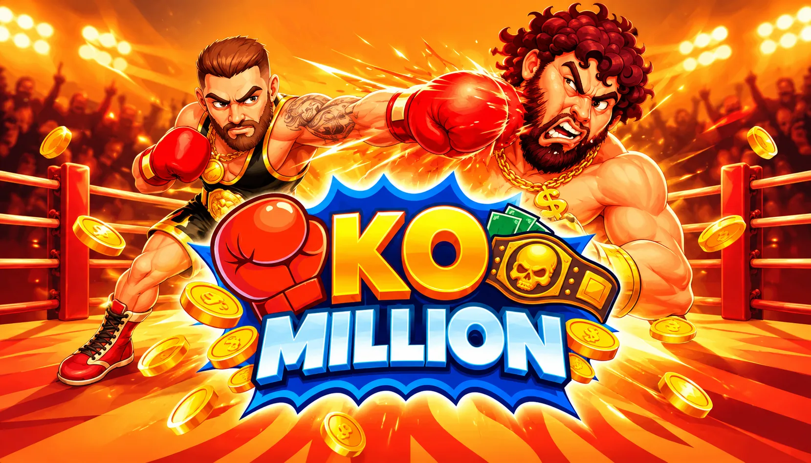 KO Million boxing crash game by INOUT Games with the step multiplier at 1.00x inside the ring